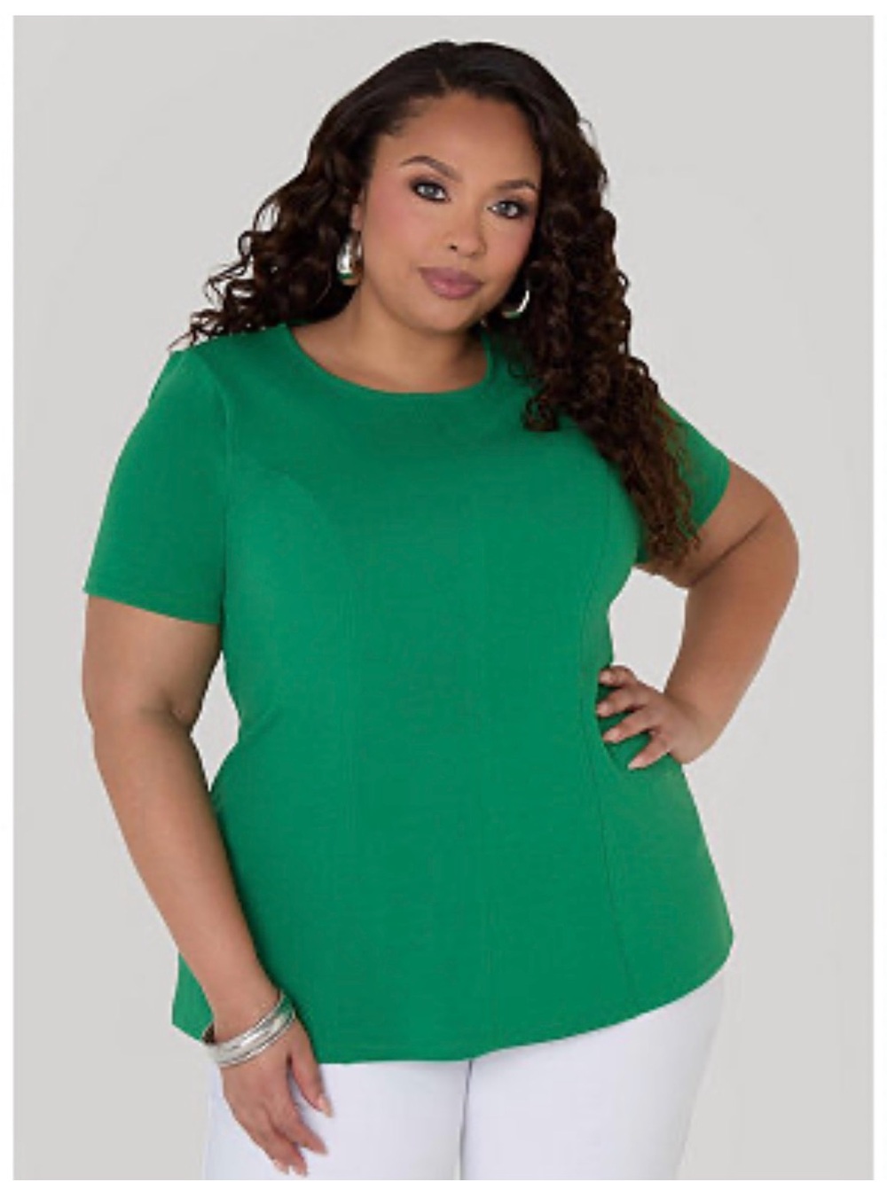 Ashley Stewart Emerald Green Short Sleeve Crewneck Top